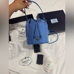 Prada Sky Blue Mini Bucket Bag
